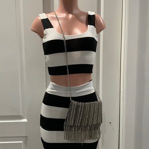 Express Silver and Black Chain Bag‎